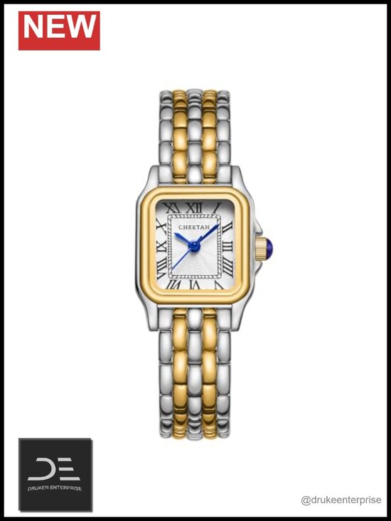 Gold Plated Square Watch with Roman Dial Small Vintage Bracelet Japanese Quartz main image 5